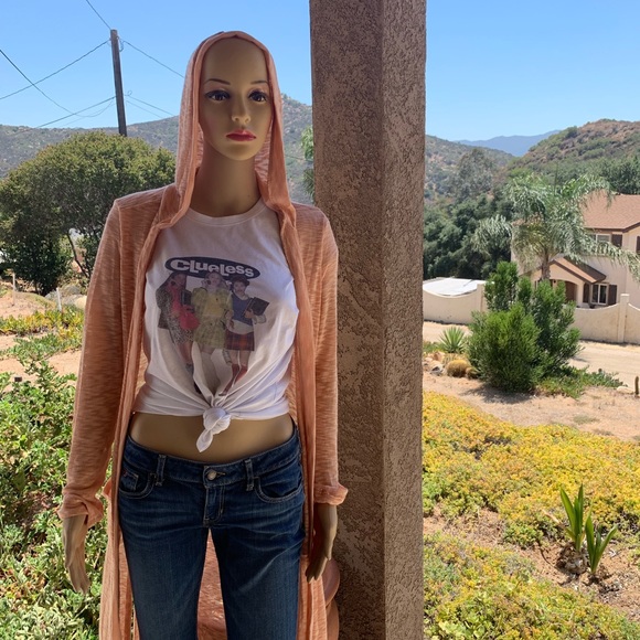 Say What? Thin long knit hooded open cardigan NWOT - Picture 3 of 8